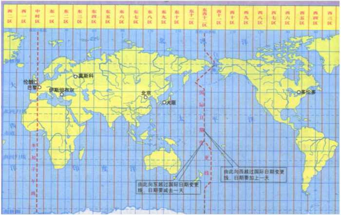 现今全球共分为24个时区.